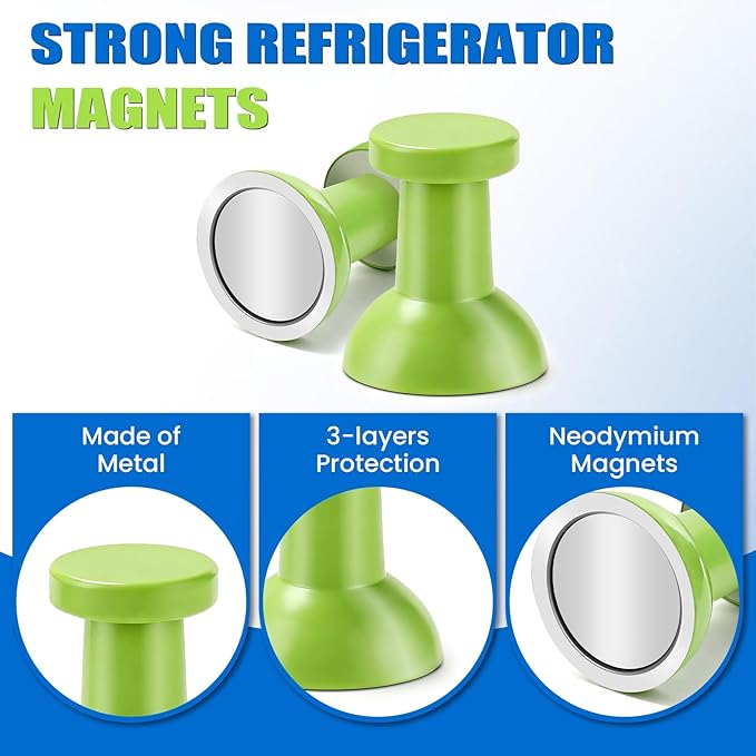 LOVIMAG Fridge Magnets 20Pcs Refrigerator Whiteboard Small Strong Magnet Classroom Kitchen Accessories Decorative Locker Set Decor Must Haves Office Calendar Refrigerador Magnetic Cute Crafts Green