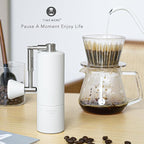 TIMEMORE Chestnut C3S Pro Hand Coffee Grinder, Stainless Steel S2C Conical Burr Manual Coffee Grinder, Coffee Grinder with Foldable Handle, Adjustable Grind Setting for Espresso to French Press, White