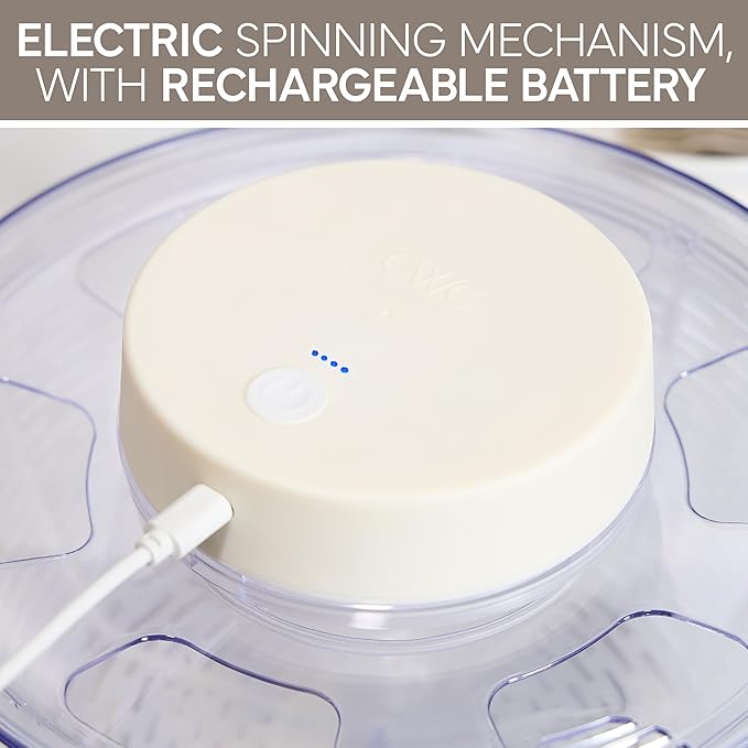 COOK WITH COLOR Electric Salad Spinner, Round 4.5L Capacity – Fast Drying & Easy Spin for Fresh Greens, Cream