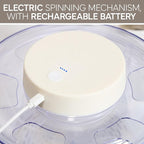 COOK WITH COLOR Electric Salad Spinner, Round 4.5L Capacity – Fast Drying & Easy Spin for Fresh Greens, Cream