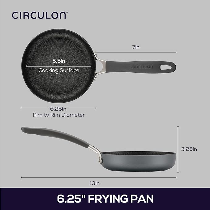 Circulon A1 Series with ScratchDefense Nonstick Induction Small Frying Pan for Eggs, Induction Cookware, Egg Pan, 6.25-Inch, Graphite