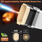 KBS 710W 2LB Bread Maker Dual Heaters, 17-in-1 Stainless Steel Bread Machine with Healthy Ceramic Pan, Automatic Nut Dispenser, Tempered Glass Touch Panel, 3 Crust Colors, 15H Timer& Keep-Warm,Recipes