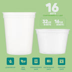 JoyServe Deli Food Containers with Lids - (16 Sets) 8-32 Oz Quart Size & 8-16 Oz Pint Size Airtight Food Storage Takeout Meal Prep Containers, BPA-Free, Dishwasher, Microwave Safe