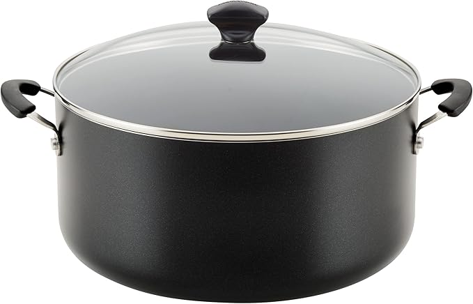 Farberware Cookware Nonstick Stockpot with Lid, 10.5 Quart-Black