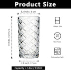 Crystal Highball Glasses Set Of 6-14 Ounce Diamond Cut Tom Collins Glasses - Textured Designer Glassware For Whiskey,Drinks, Water, Beer, Soda