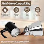 6 Cup Thickened Moka Pot 304 Stainless Steel 300ml Italian Espresso Coffee Maker Stovetop CoffeeMakers Mocha Pot Percolator for Induction Stove Classic Cafe Makers Portable for Easy Brewing