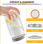 Miuyhji Wide Mouth Mason Jars 32 oz with Lids [9-Pack], Canning Jars with Metal Airtight Lids and Bands, 32 oz Glass Jars for Fermenting, Pickling, Freezing, Preserving, Meal Prep, Jar Décor