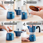 GROSCHE Milano Stovetop Espresso Maker Moka Pot 9 Espresso Cup, 15.2 oz, Blue. Stove top Coffee Maker Moka Italian Espresso greca Coffee Maker Brewer Percolator