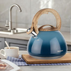 MARSKITOP Tea Kettle Stovetop Whistling Tea Pots for Stove Top Food Grade Stainless Steel Teapot for Induction Cooktop, 2.6 Quart, Blue