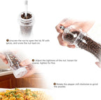 LHS Pepper Mill Grinder Set, 2Pcs Salt Grinder Peppercorn Grinders with Adjustable Coarseness-Clear