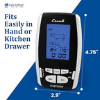 San Jamar Escali Plastic Wireless Thermometer & Timer, Custom Alerts, Stainless Steel Probe with 200ft Range for Commerical Kitchen, Black