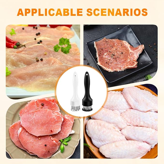 Stainless Steel Meat Tenderizer Tool, Meat Mallet Pounder with 21 Sharp Needles for Tenderizing and Pounding Steak, Beef Pork Chicken BBQ And Poultry (BLACK)
