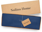 Solino Home Linen Placemats Set of 4 - Indigo Blue Placemats 14 x 19 Inch - 100% Pure Linen Table Place Mats for Holiday, Winter, New Year - Fete