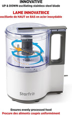 Starfrit Electric Oscillating Food Processor - 4 Cups - Measuring Spoon - High, Low & Pulse Modes - 300W
