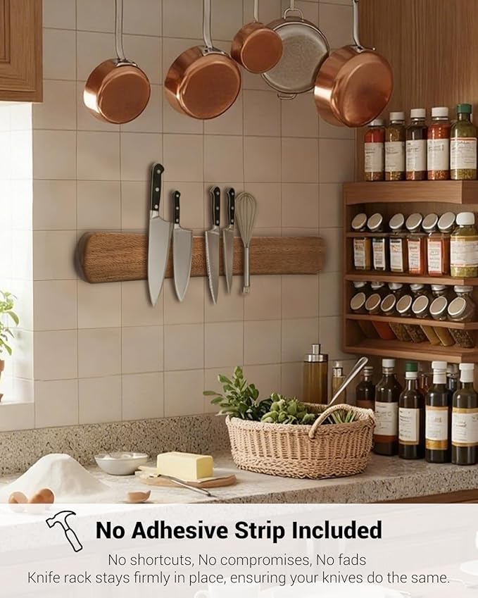 Swaitee Magnetic Knife Holder for Wall, 24 Inch Extra Large Wood Knife Strip with Strong Magnetism, Space Saver Organizer for Farmhouse/Restaurant Kitchen, Housewarming Gifts
