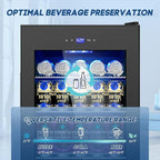 17Inch Beverage Refrigerator and Cooler Freestanding, 96 Cans Mini Fridge with glass door and Lock, Small Drink Fridge for Soda, Beer, Wine, For Home Bar Office with LED Light