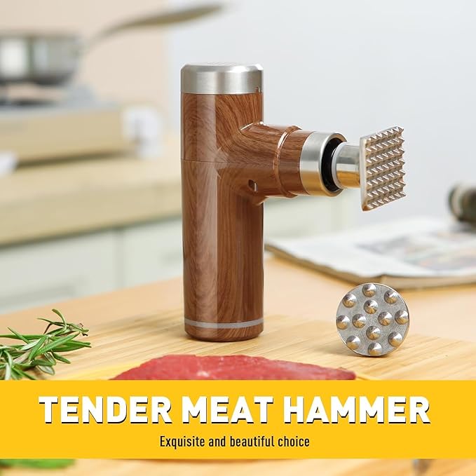 Electric Meat Tenderizer Tool,Cordless Meat Tenderizer Machine with 2 Stainless Steel Meat Mallet,Kitchen Essentials For Tenderizing Steak/Beef/Chicken Chops (brown) (N-09)