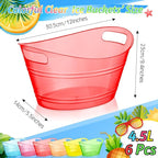 meekoo 6 Pcs Plastic Ice Buckets Bulk with Handles 4.5L Oval Storage Tub Large Capacity Ice Drink Bucket for Easter Summer Party Bar Wine Beer Champagne Beverage Bottle Cooler(4.5 L,Multicolor)