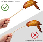 HANSGO 8Inch Natural Bamboo Skewers, with 5PCS Food Prep Gloves, 100PCS Wooden Skewers for Appetizers, Fruit, Kabobs, Grilling Kebabs, Corns, Cocktail Picks for Drinks, Sturdy & Durable