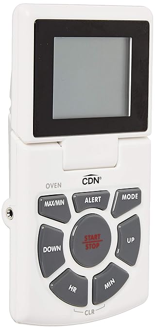 CDN Digital Probe Cooking, Cooling Thermometer, Smoker Oven Grill Candy Deep Frying, Multifunctional Thermometer/Timer/Clock with Loud Alerts, Stainless Steel Probe/Pot Clip, White or Silver (DTTC-W)