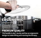 Universal Lids Set with Tempered Glass Top - Fits 5-12 Inch Pots, Pan, and Skillets - Set of 2, Large and Small, Stainless Steel Replacement Pot Lid for Kitchen Organizing, Space Saving