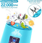 MIAOKE Portable Smoothie Blender, Personal Mini Juice Blender with Six Blades in 3D, USB Rechargeable Juicer Cup for Home/Office/Outdoors (Blue)