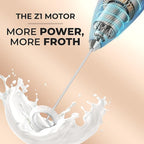 Zulay Kitchen Powerful Milk Frother Wand With 4 AA Duracell Batteries - Ultra Fast Handheld Drink Mixer - Electric Whisk Foam Maker for Coffee, Lattes, Cappuccino, Matcha & Creamer - Deep Sea