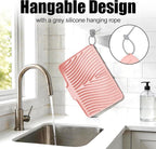 TIKNIK Silicone Dish Drying Mat, Stone Drying Mat for Kitchen Counter with Built-In Drain, Non-Slip Drain Pad with Built-in Drain, Heat Resistant Stone Drying Mat, Hangable, Pink-1pcs, 16" x 12"