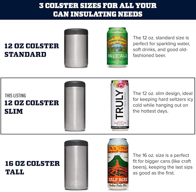 YETI Rambler 12 oz. Colster Slim Can Insulator for the Slim Hard Seltzer Cans, White (NO CAN INSERT)