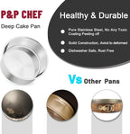 P&P CHEF 8 Inch Cake Pans Set, Round Baking Pan Stainless Steel Layer Birthday Wedding Cake Oven Pans, Non Toxic & Heavy Duty, Deep Side & Mirror Finish, Dishwasher Safe, (1Pc)