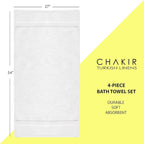 Chakir Turkish Linens | Hotel & Spa Quality 100% Cotton Premium Turkish Towels | Soft & Absorbent (4-Piece Bath Towels, White)
