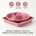 Platinum Silicone Baking Molds Set (8pc) - 100% Fumed Silica Non-Stick - Square Pan, Round Dish & 6 Mini Bundts - BPA Free, Pinch Test Passed, Oven Safe 446°F (Dusty Rose)