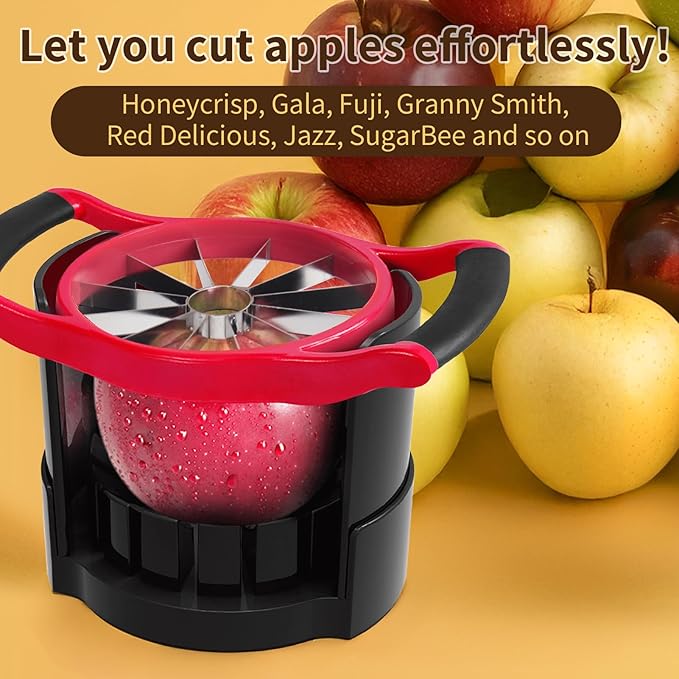 Newness 5.12 - Inch Large Apple Slicer Corer, Cut 12 Thin Slices All the Way Through, HEAVY - DUTY Stainless Steel Apple Corer & Slicer Dishwasher Safe