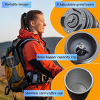 Portable Electric Coffee Grinder and Brewing Kit, Rechargeable, Conical Burr Coffee Grinder with Filter, 32g Capacity & 320 ml Coffee Cup for Camping, Travel, Office, Espresso, Pour Over, etc (Black)