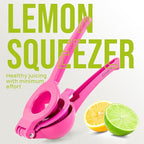 Zulay Kitchen Metal 2-in-1 Lemon Squeezer - Sturdy Max Extraction Hand Juicer Lemon Squeezer Gets Every Last Drop - Easy to Clean Manual Citrus Juicer - Easy-Use Lemon Juicer Squeezer - Dragonfruit