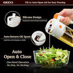 GEDO 2-in-1 Oil Sprayer & Dispenser, Borosilicate Glass Oil Bottle with Auto Open/Close Lid, One-Press Refill & Ergonomic Handle, Mist & Pour for Cooking, Salad, Air Fryer, BBQ