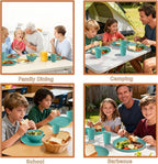 Wheat Straw Dinnerware Sets for 4, 20 PCS Unbreakable Lightweight Kids Plates and Bowls Sets, Dishwasher Microwave Safe Dinnerware Set, Perfect for Kitchen Dorm Camping Outdoor - Green