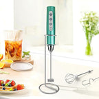 Sakgos Milk Frother with Stand-Rechargeable Handheld Coffee Frother with 3 Stainless Whisks 3 Speed Adjustable, Electric Whisk Drink Mixer, Foam Maker Blender for Matcha Latte Cappuccino Chocolate