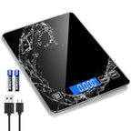 Food Kitchen Scale, Digital Food Scale 33lb/15kg Digital Kitchen Scale Precisely Measures Grams and Ounces for Meal Prep Baking and Cooking, Rechargeable 304 Stainless Steel Kitchen Scale Black