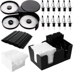 3 Tier Bar Glass Rimmer Bartender Tool Accessories with 12 Pcs Stainless Steel Liquor Pour Spout Garnish Caddy with 6 Compartment and 200 Pcs Napkin,500 Black Cocktail Straws
