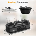 Sunvivi Slow Cooker with 10 Cooking Liners, Triple Slow Cooker Buffet Server 3 Pot Food Warmer for Parties with 3 Spoons ? Lid Rests,Adjustable Temp, 3 * 1.5 Quarts