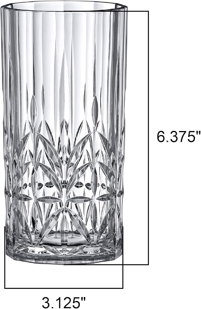 Amazing Abby - Vika - 18-Ounce Plastic Highball Glasses (Set of 6), Plastic Cocktail Glasses, Reusable, BPA-Free, Shatter-Proof, Dishwasher-Safe, Perfect for Poolside, Outdoors, Camping, and More