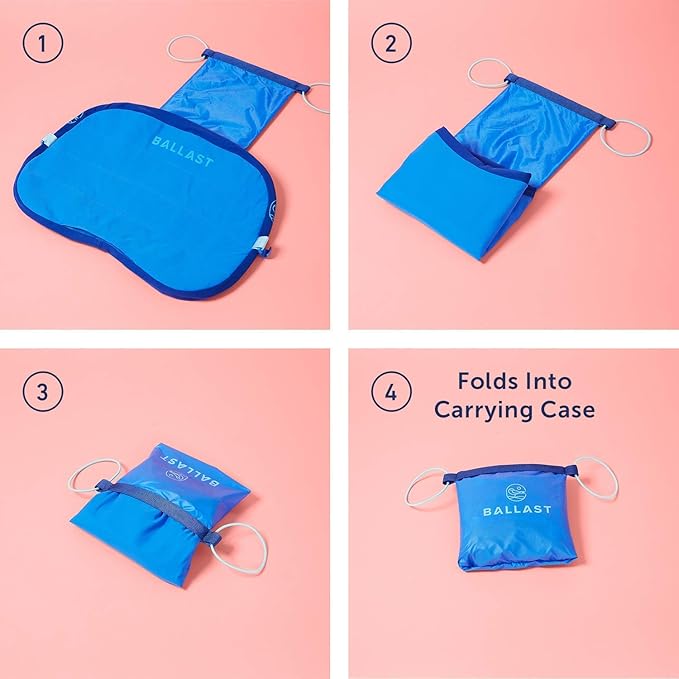 Ballast Beach Pillow – Comfy, Durable & Compact, Stays Put on Windy Beaches with Patented Sand Pouch, Inflatable Pillow for Beaches, Pools, Camping, Festivals and Travel (Palace Blue)