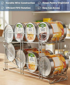 FIFO Wire Can Rack, Shelf Mounted Canned Food Organizer for #10 and #5 Cans, Pantry Can Dispenser