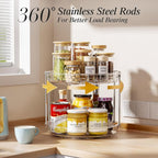 LAMU 3 Pack 10.6'' 2-Tier Lazy Susan Turntable Organizer Rotating Spice Rack Organization for Cabinet, Kitchen, Pantry, Countertop, Bathroom, Vanity, Makeup Organizer, Clear