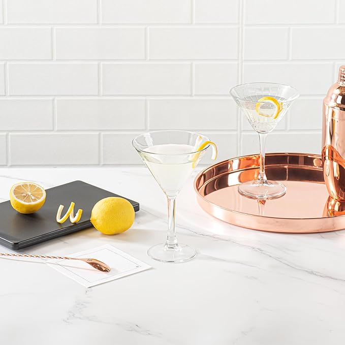 Restaurantware Cascata 9 Ounce Stemmed Martini Glasses Set Of 12 Tempered Martini Glasses - Chip-Resistant Fine-Blown Glass Martini Glass Set Dishwasher-Safe For Martinis Or Cocktails