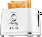 2 Slice Toaster with Extra Wide Slots & Removable Crumb Tray 6 Browning Options, Auto Shut Off & Frozen Function, Toast Fruit Bread, Bagel & Waffle, White