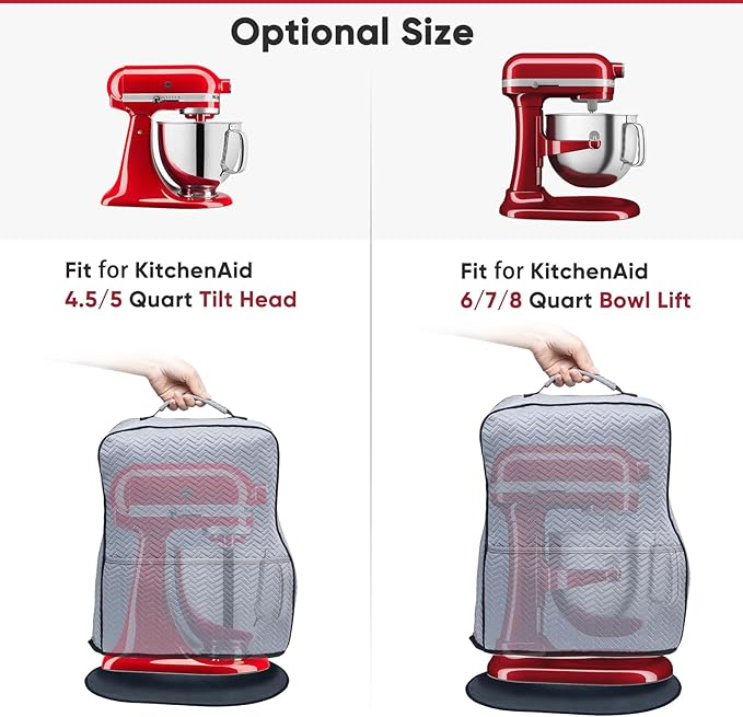BAGSPRITE Stretchy Stand Mixer Cover with Appliance Slider- Washable Appliance Cover Compatible with Kitchenaid Mixer5/4.5 Quart - Dust Cover with Pockets for Kitchen Aid Accessories and Attachments