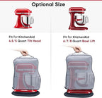 BAGSPRITE Stretchy Stand Mixer Cover with Appliance Slider- Washable Appliance Cover Compatible with Kitchenaid Mixer5/4.5 Quart - Dust Cover with Pockets for Kitchen Aid Accessories and Attachments
