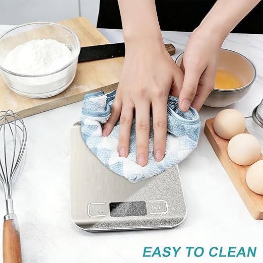 Food Scale, 11lb Kitchen Scale with 6 Units Tare Function & LCD Display, 0.05oz/1g Stainless Steel Digital Food Scale Grams and Ounces for Baking, Cooking, Dieting and Meal Prep (Batteries Included)